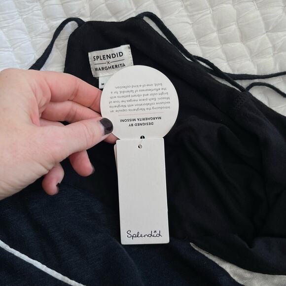 NWT Splendid x Margherita Positano Slip Dress Navy Blue Grey Colorblock Medium - Picture 14 of 16